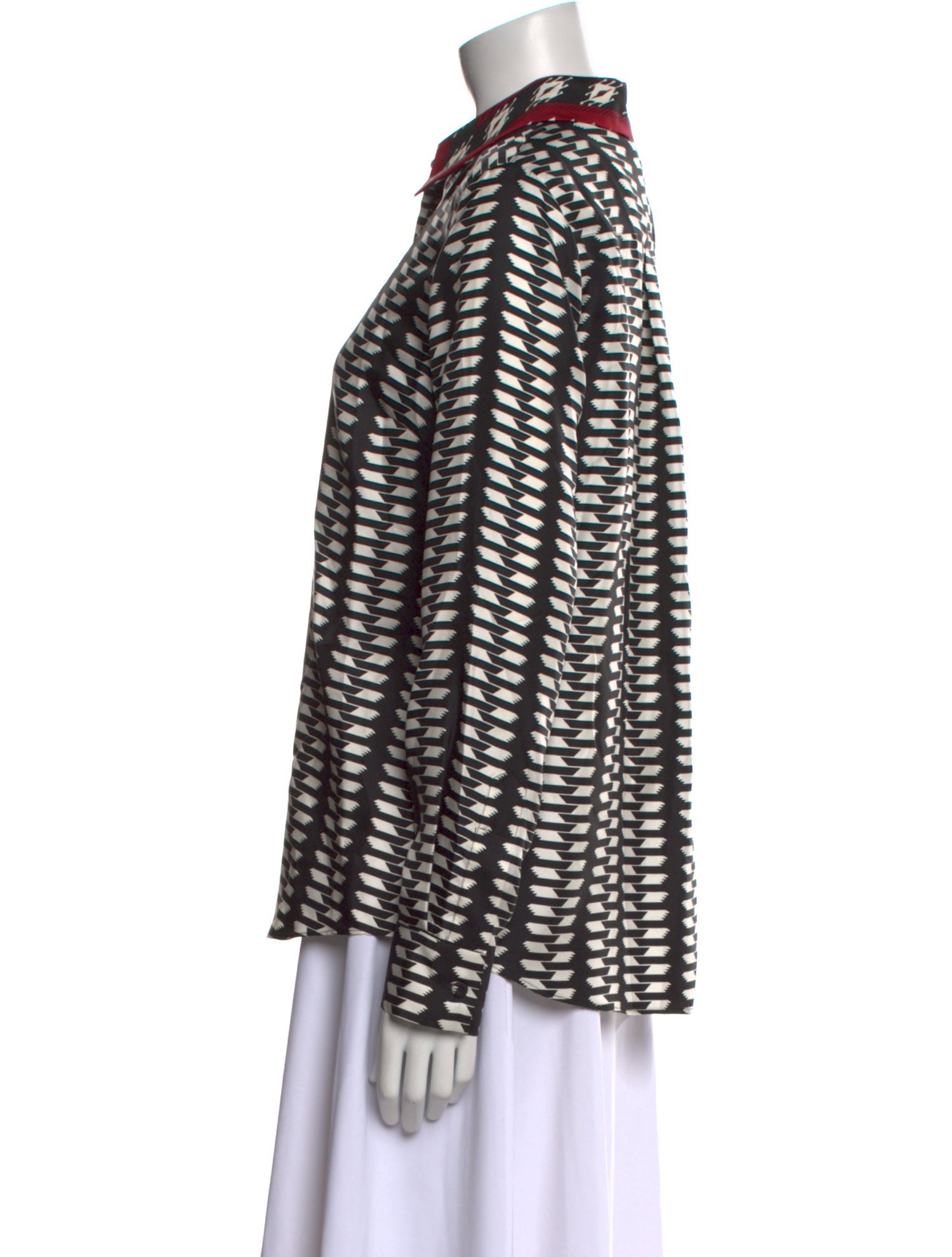 Gabriela Hearst Printed Long Sleeve Button-Up Top