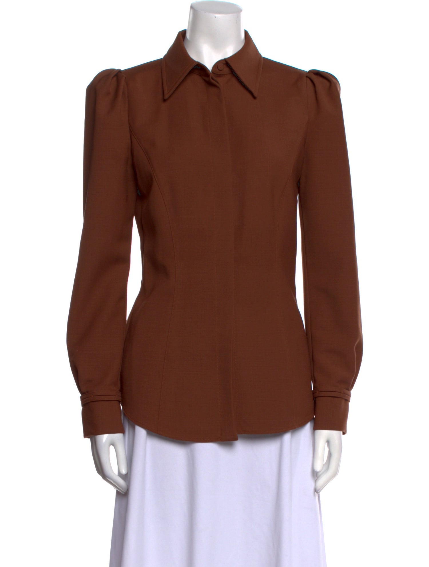 Gabriela Hearst Wool Long Sleeve Button-Up Top