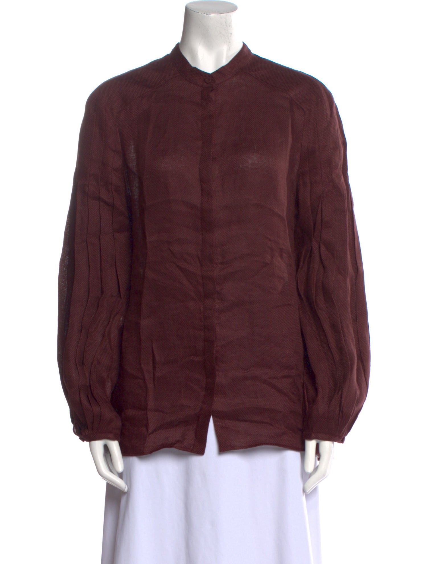Gabriela Hearst Linen Long Sleeve Button-Up Top