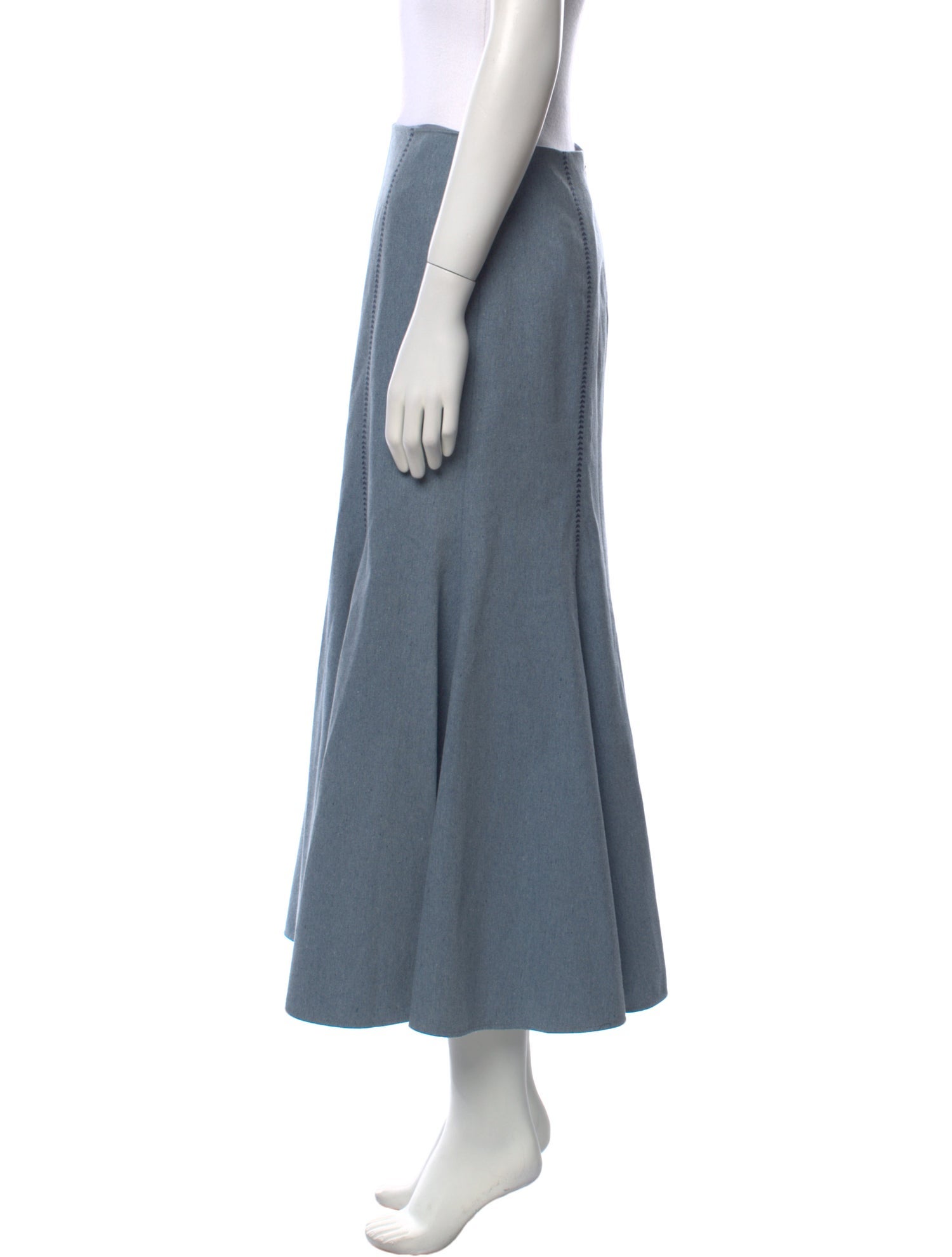 Gabriela Hearst Whipstitch Trim Midi Length Skirt