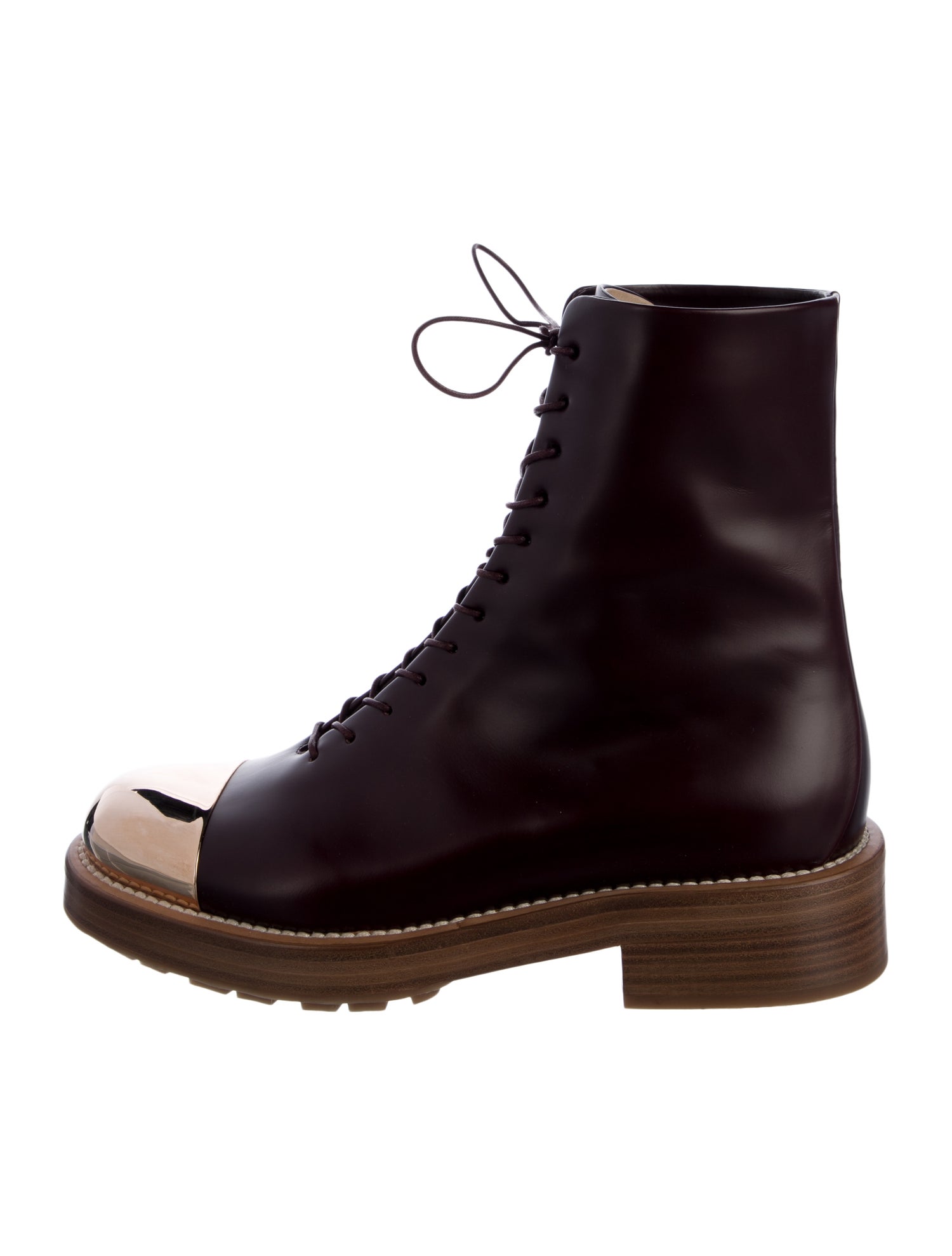 Gabriela Hearst Leather Colorblock Pattern Combat Boots