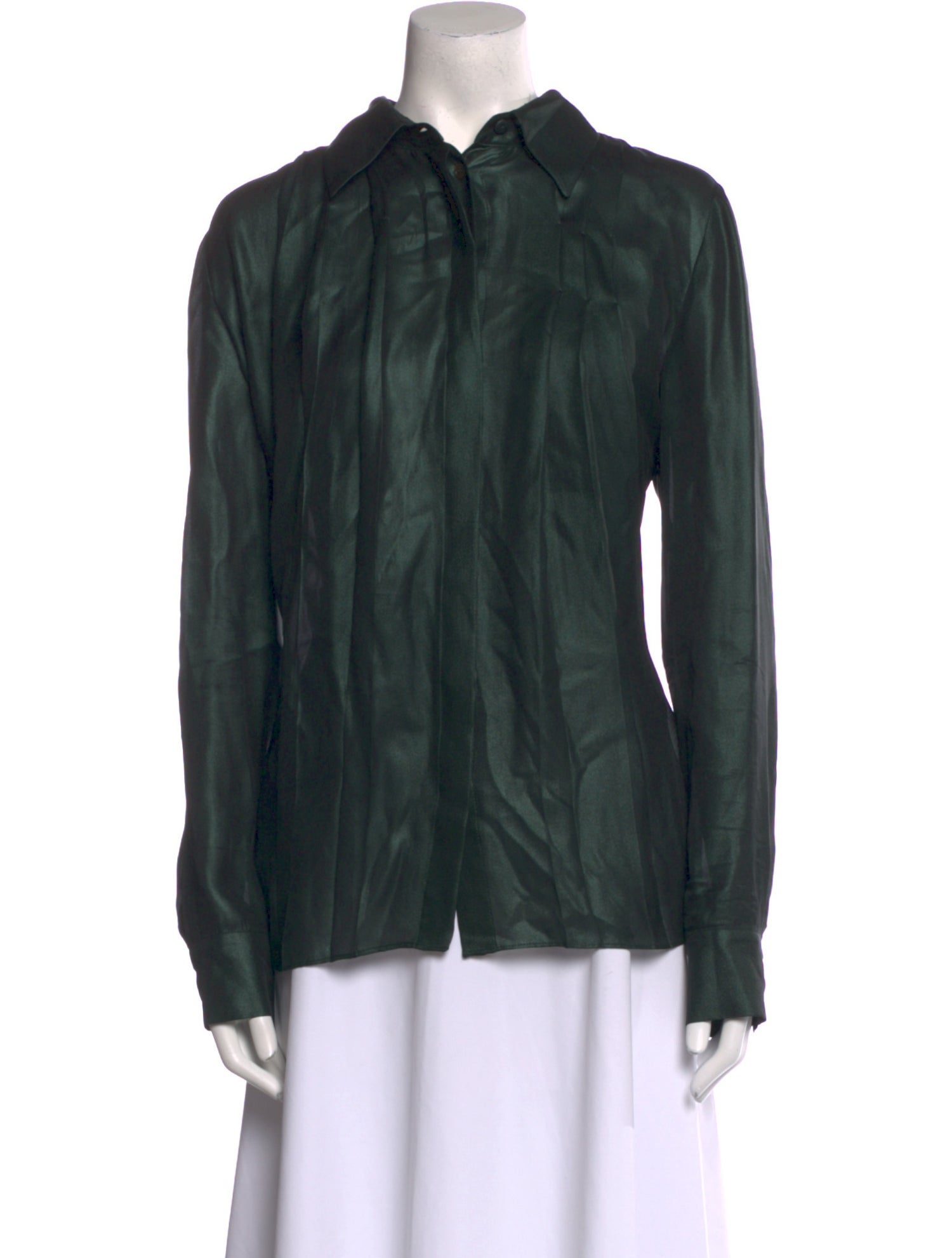 Gabriela Hearst Silk Long Sleeve Button-Up Top