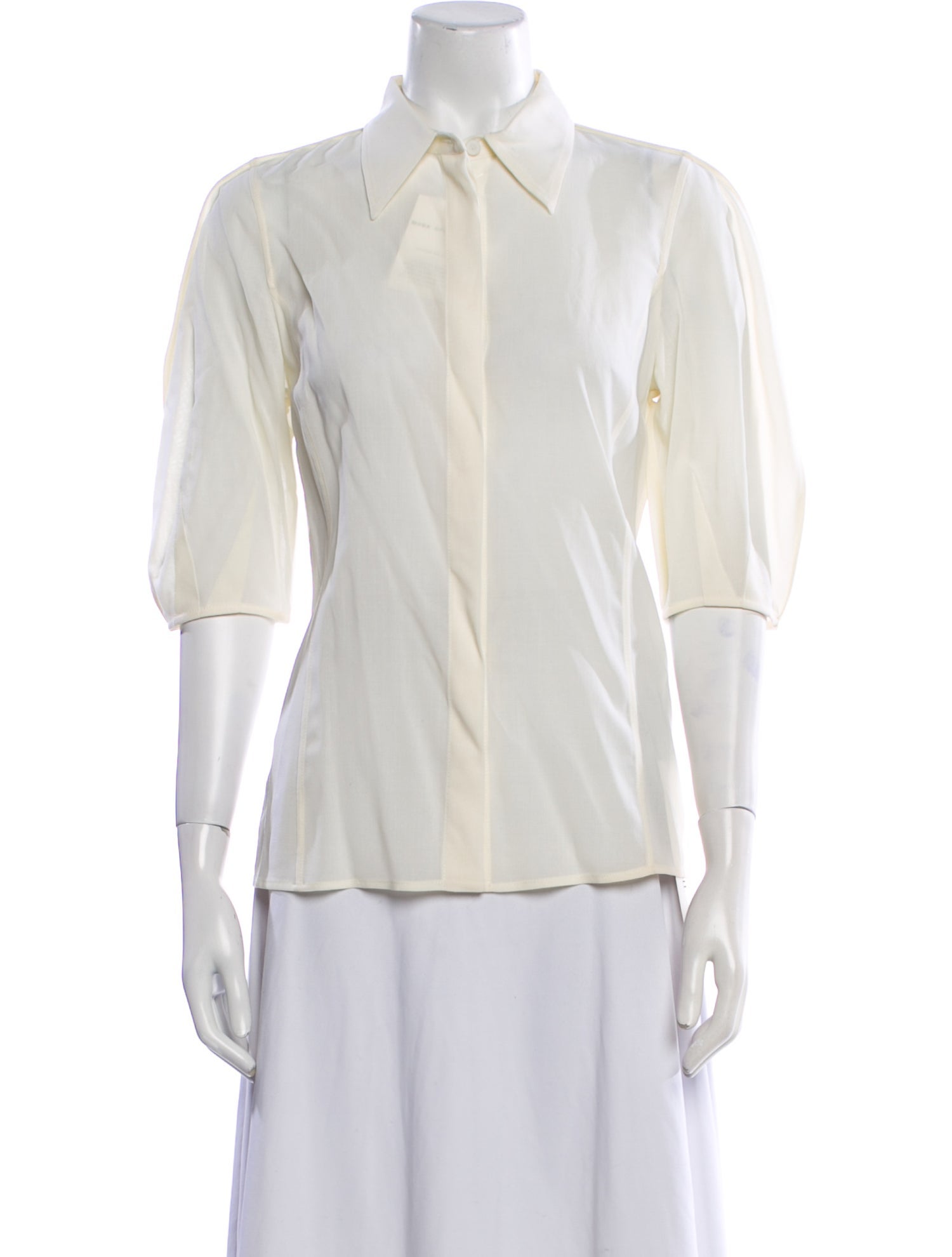 Gabriela Hearst Virgin Wool Three-Quarter Sleeve Button-Up Top w/ Tags