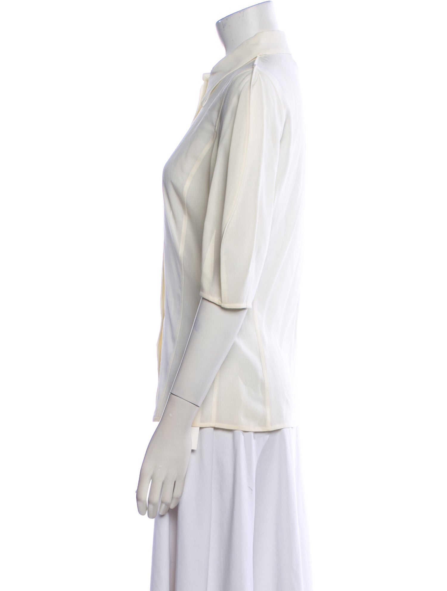 Gabriela Hearst Virgin Wool Three-Quarter Sleeve Button-Up Top w/ Tags