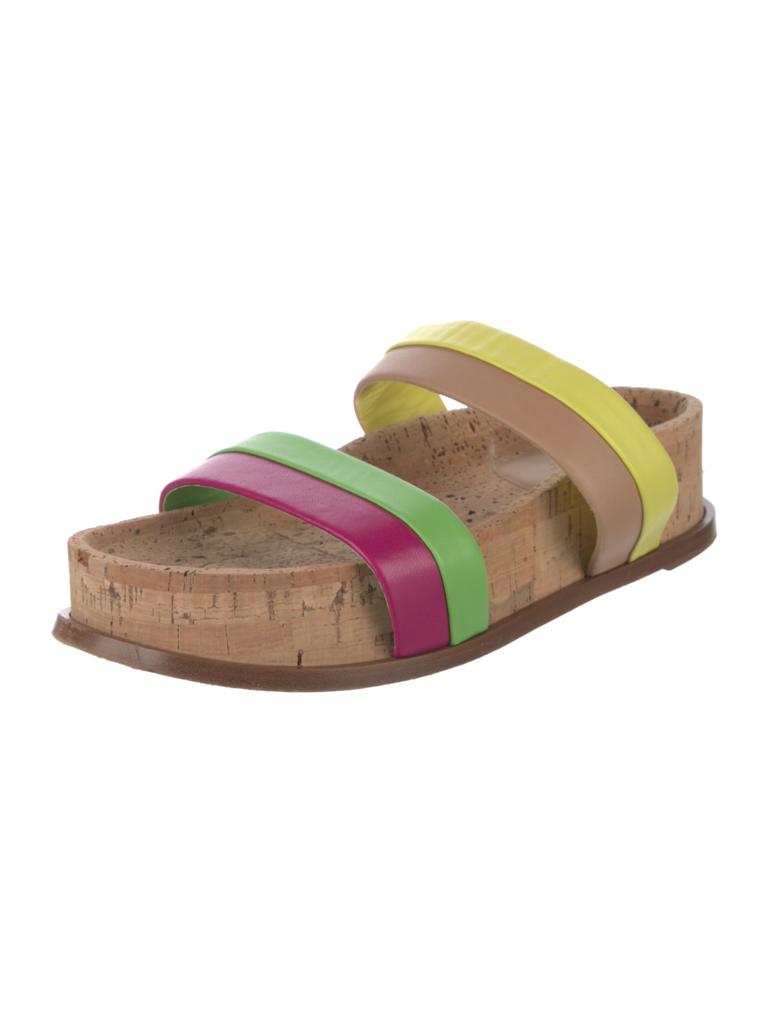 Gabriela Hearst Leather Colorblock Pattern Slides