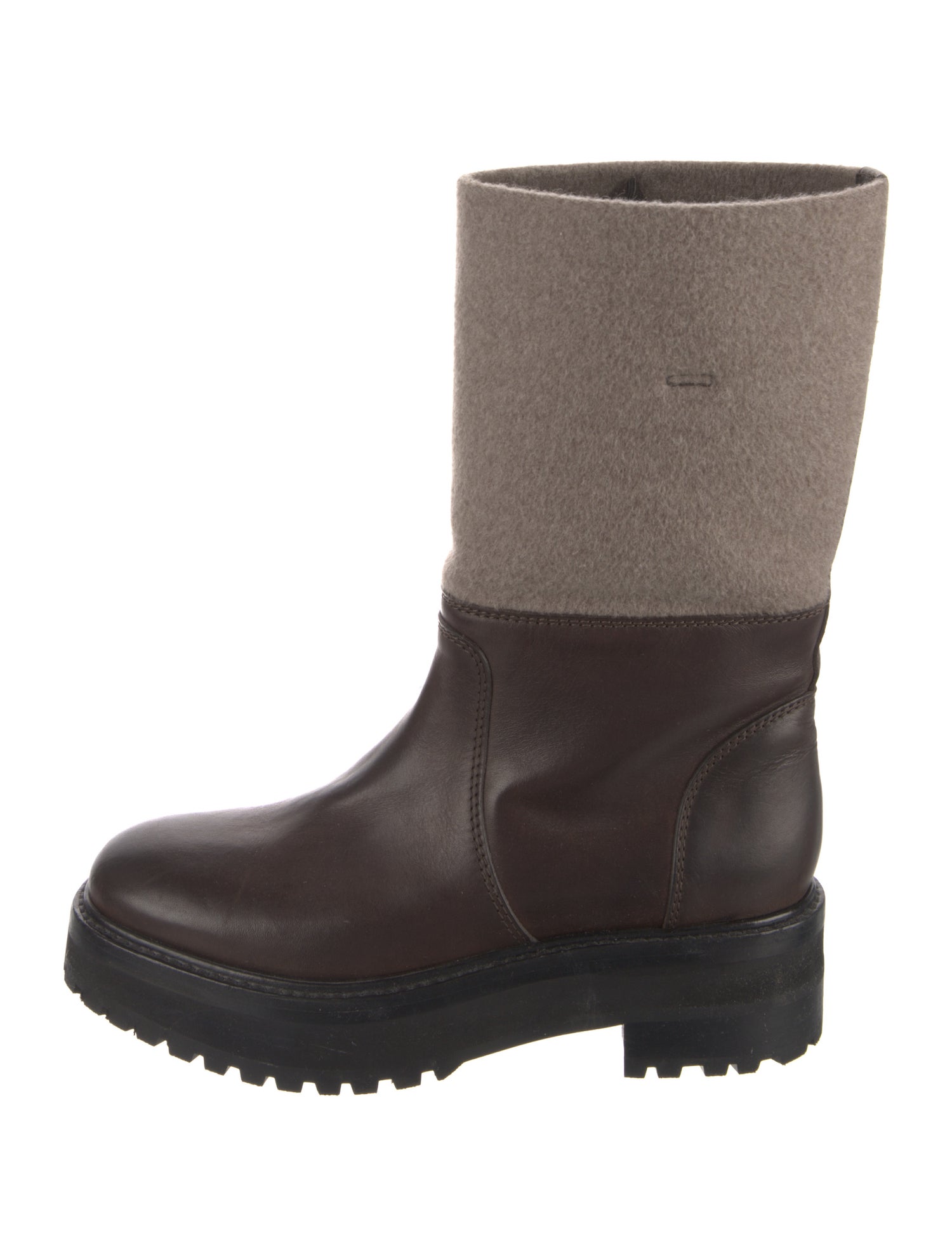 Gabriela Hearst Leather Colorblock Pattern Rain Boots
