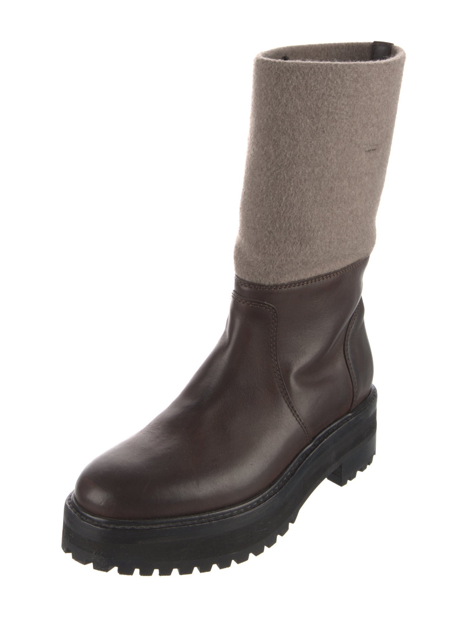 Gabriela Hearst Leather Colorblock Pattern Rain Boots