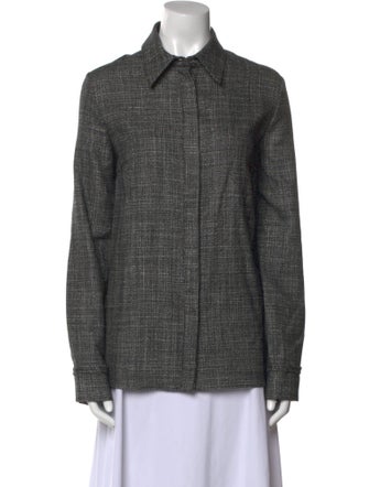 Gabriela Hearst Virgin Wool Long Sleeve Button-Up Top