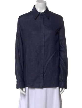 Gabriela Hearst Virgin Wool Long Sleeve Button-Up Top