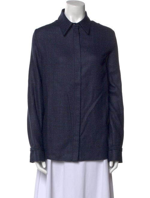 Gabriela Hearst Virgin Wool Long Sleeve Button-Up Top