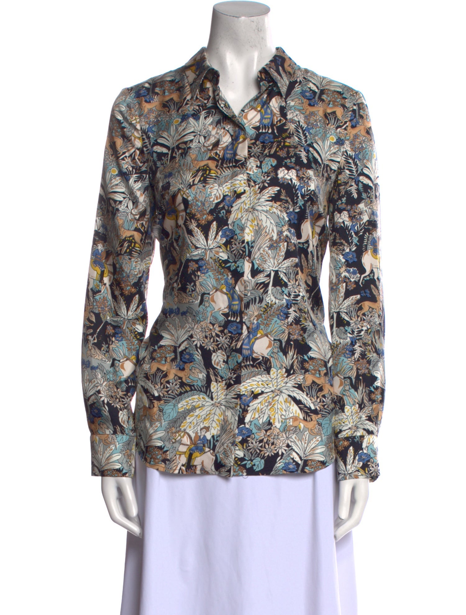 Gabriela Hearst Silk Printed Button-Up Top