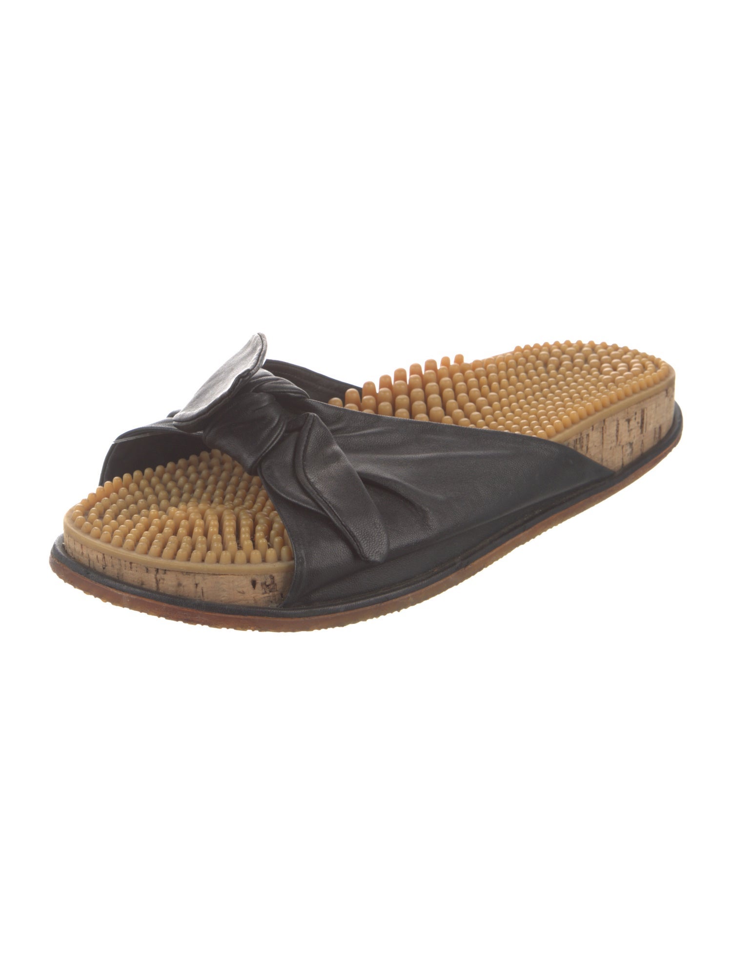 Gabriela Hearst Leather Bow Accents Slides