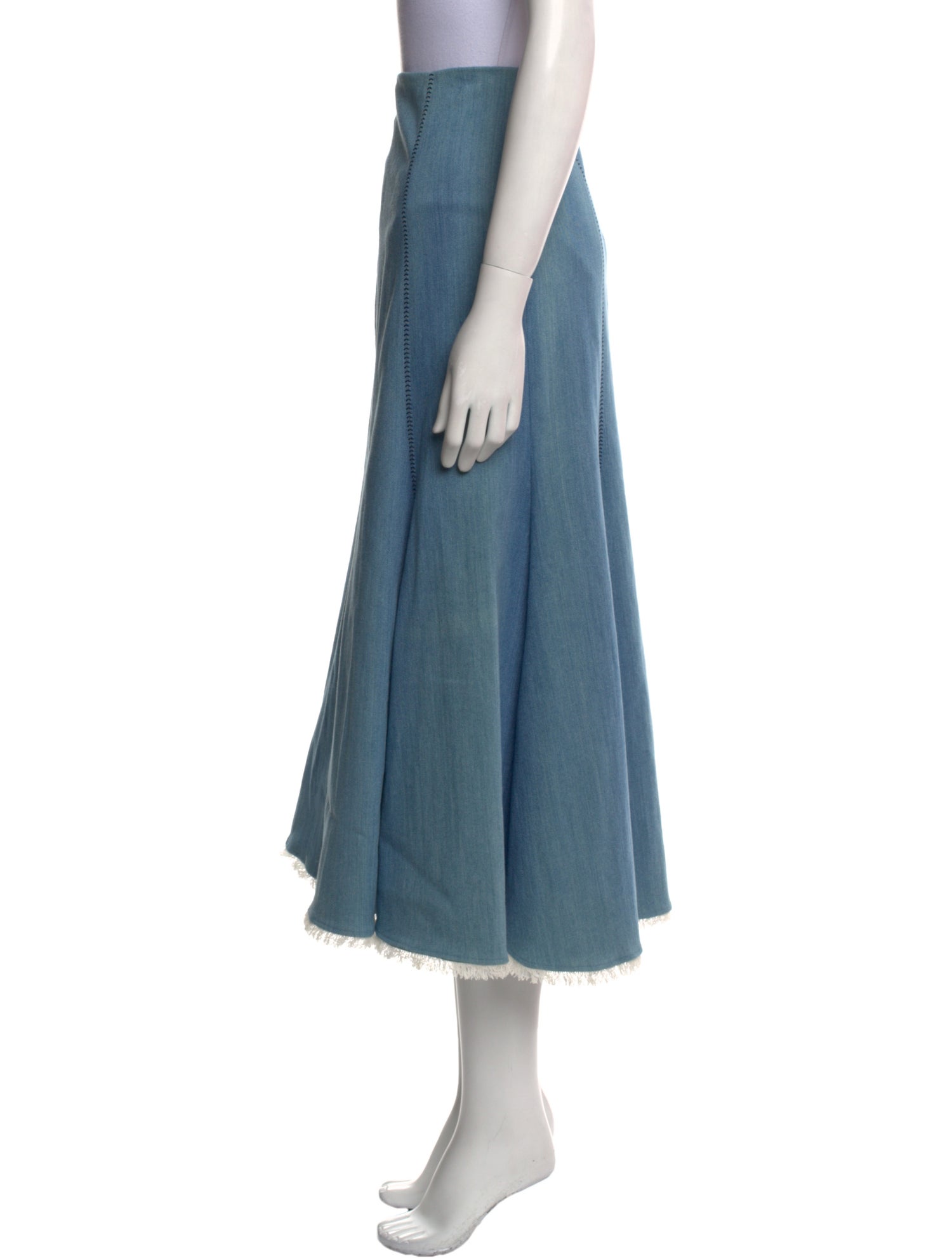 Gabriela Hearst Raw-Edge Trim Midi Length Skirt