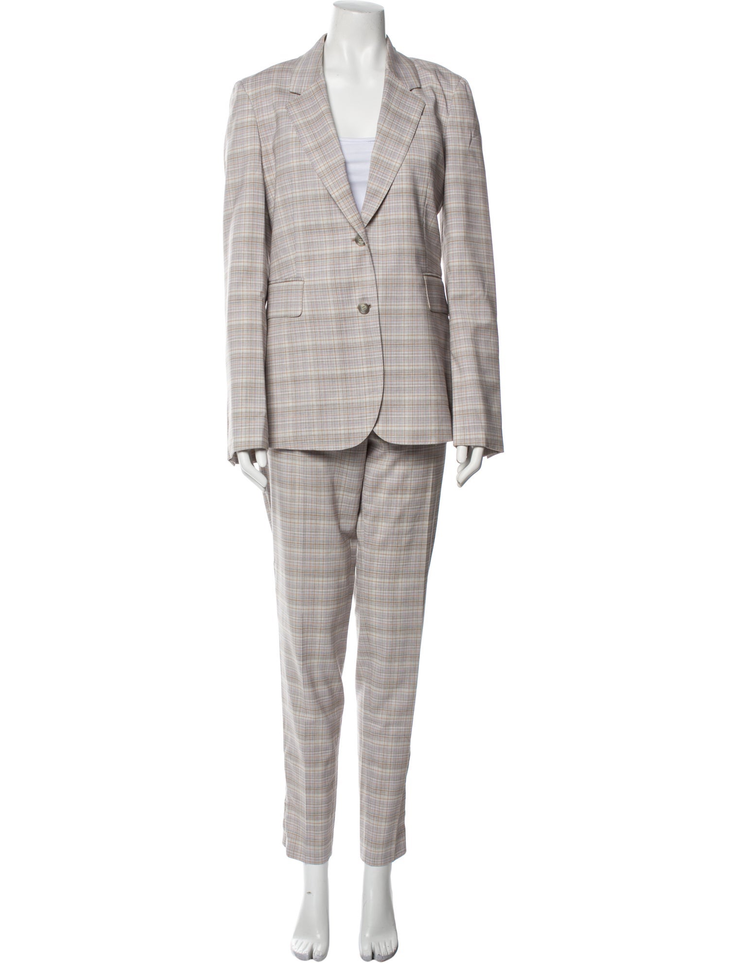 Gabriela Hearst Virgin Wool Plaid Print Pantsuit