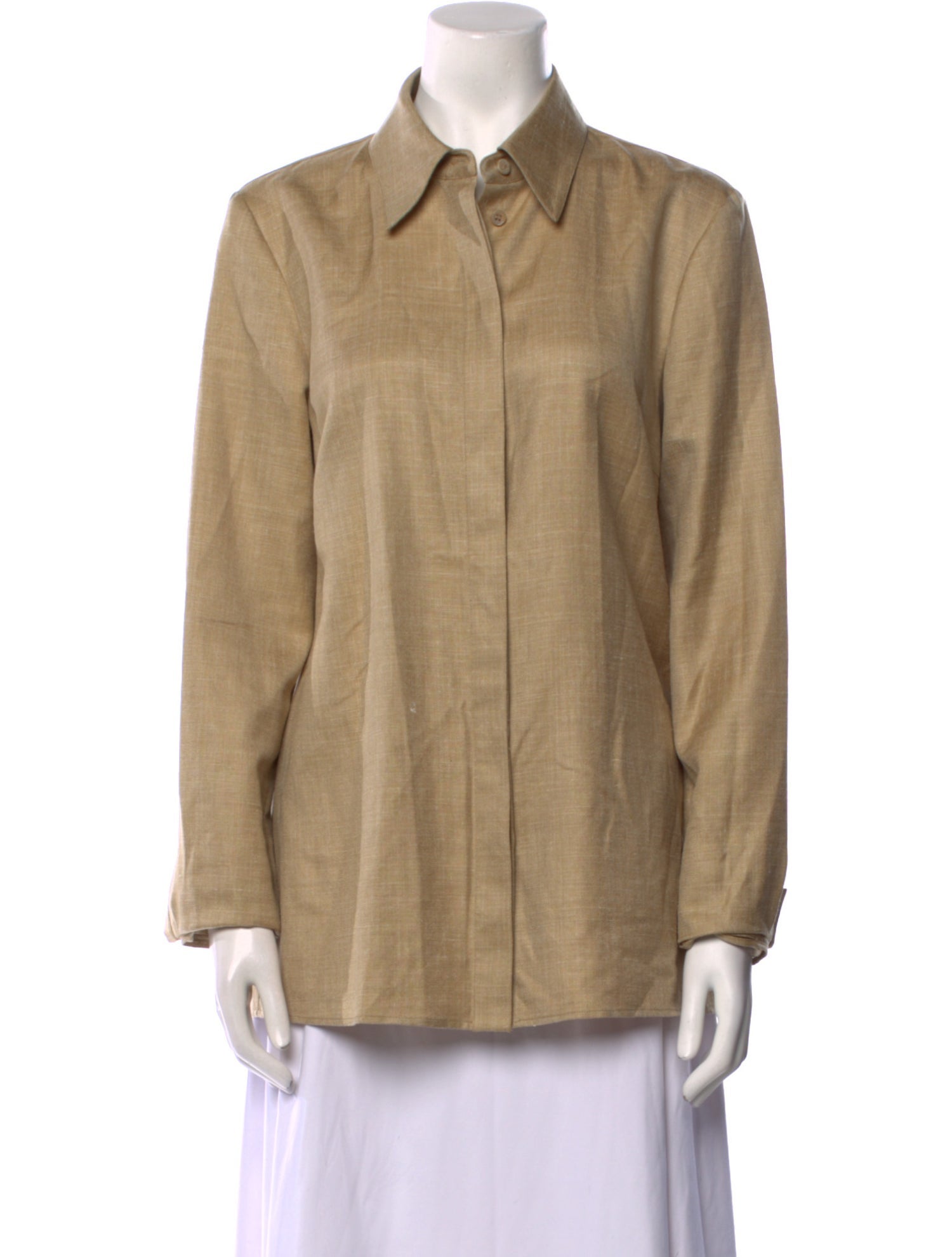 Gabriela Hearst Wool Long Sleeve Button-Up Top