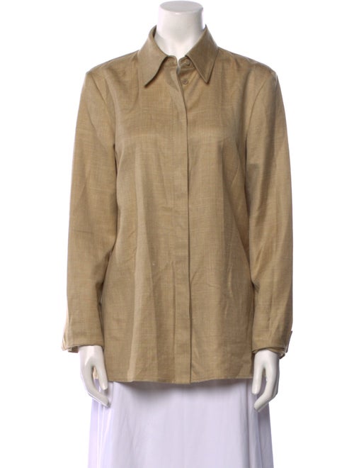 Gabriela Hearst Wool Long Sleeve Button-Up Top