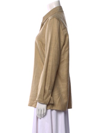 Gabriela Hearst Wool Long Sleeve Button-Up Top