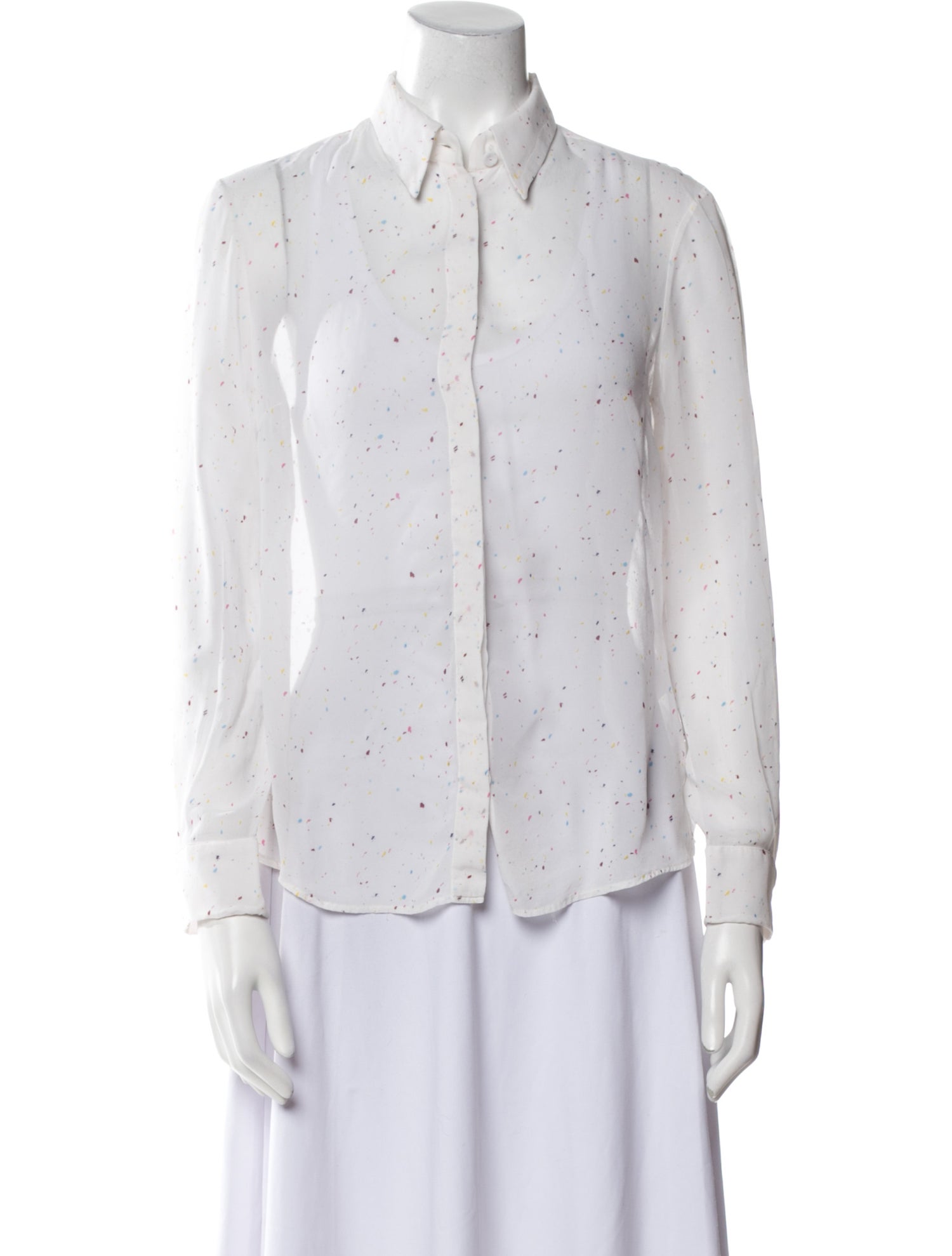 Gabriela Hearst Polka Dot Print Long Sleeve Button-Up Top