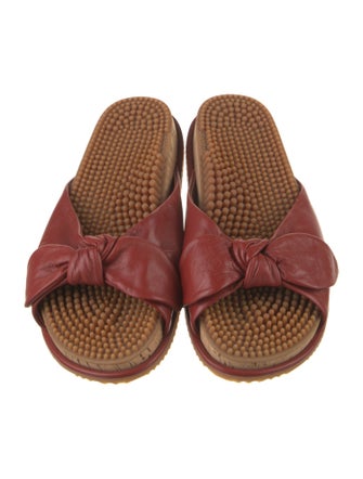 Gabriela Hearst Leather Bow Accents Slides