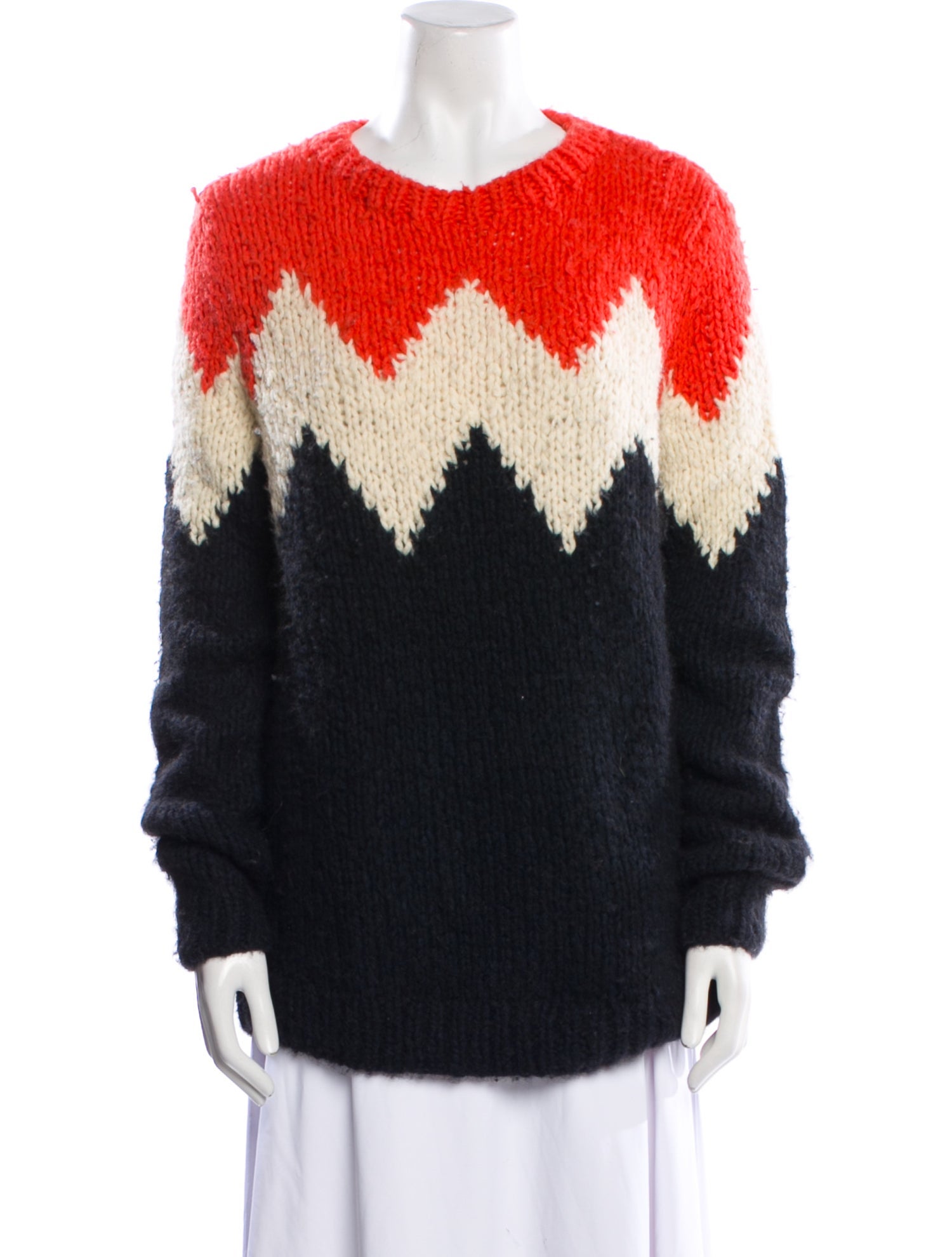 Gabriela Hearst Colorblock Pattern Crew Neck Sweater