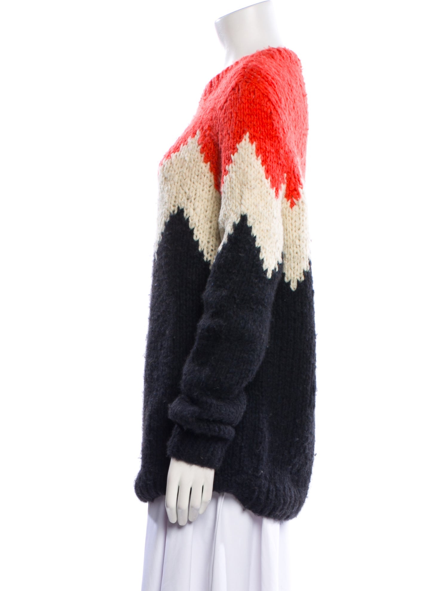 Gabriela Hearst Colorblock Pattern Crew Neck Sweater