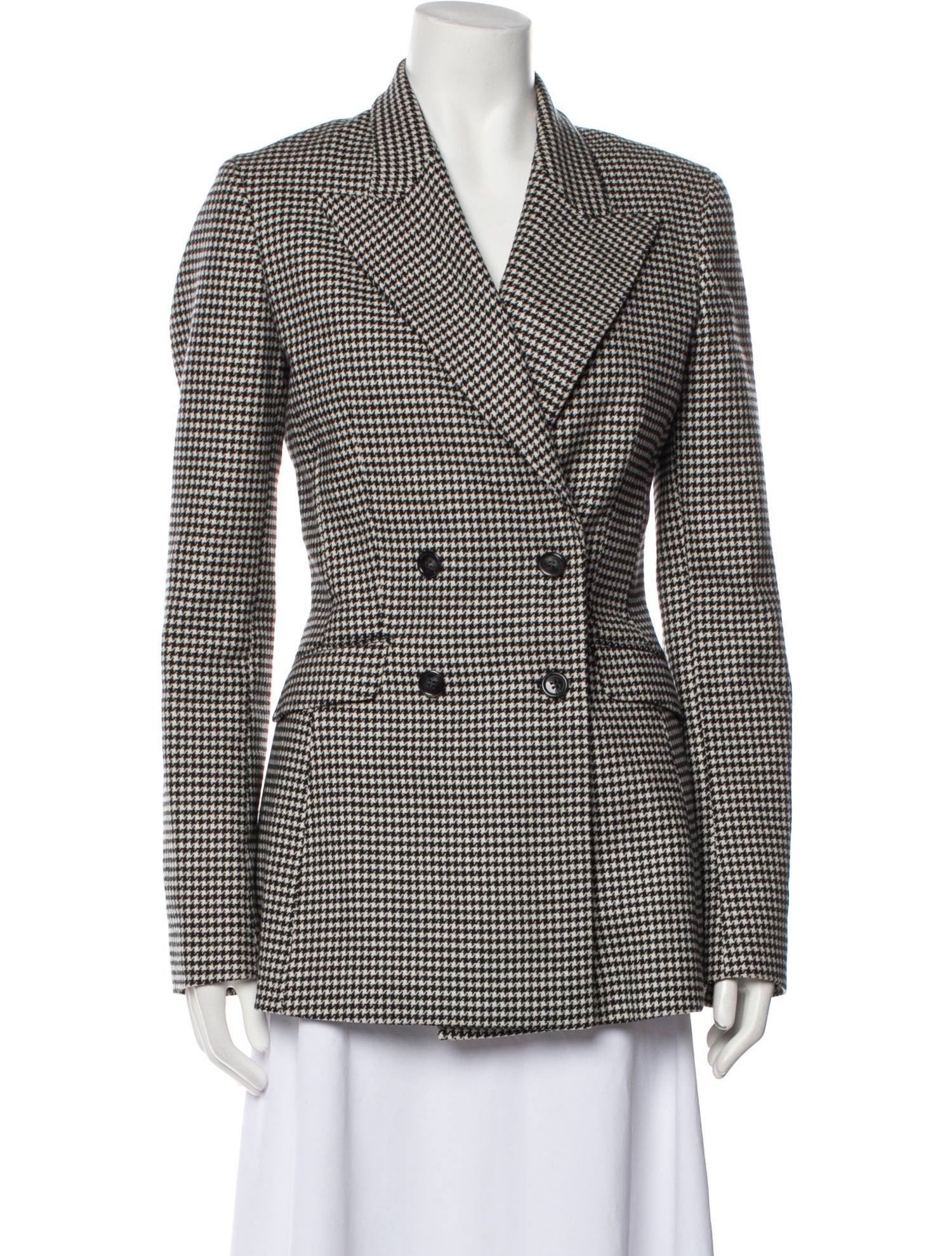 Gabriela Hearst Virgin Wool Houndstooth Print Blazer