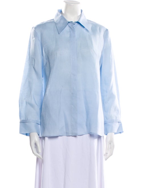 Gabriela Hearst Linen Long Sleeve Button-Up Top