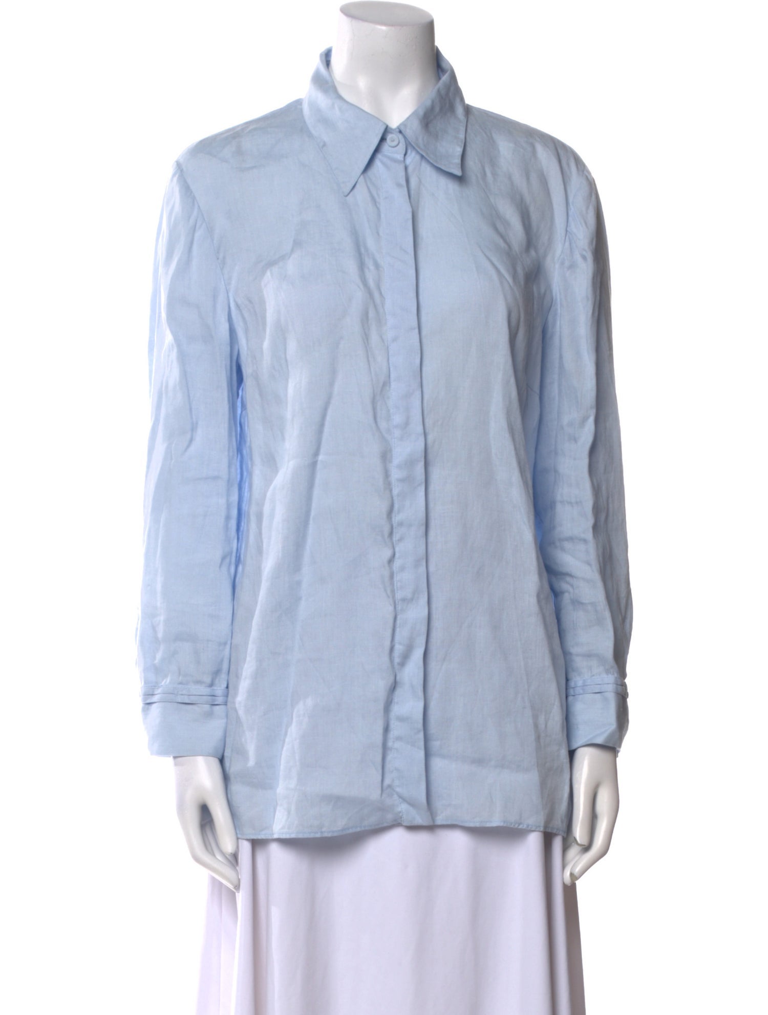 Gabriela Hearst Linen Long Sleeve Button-Up Top