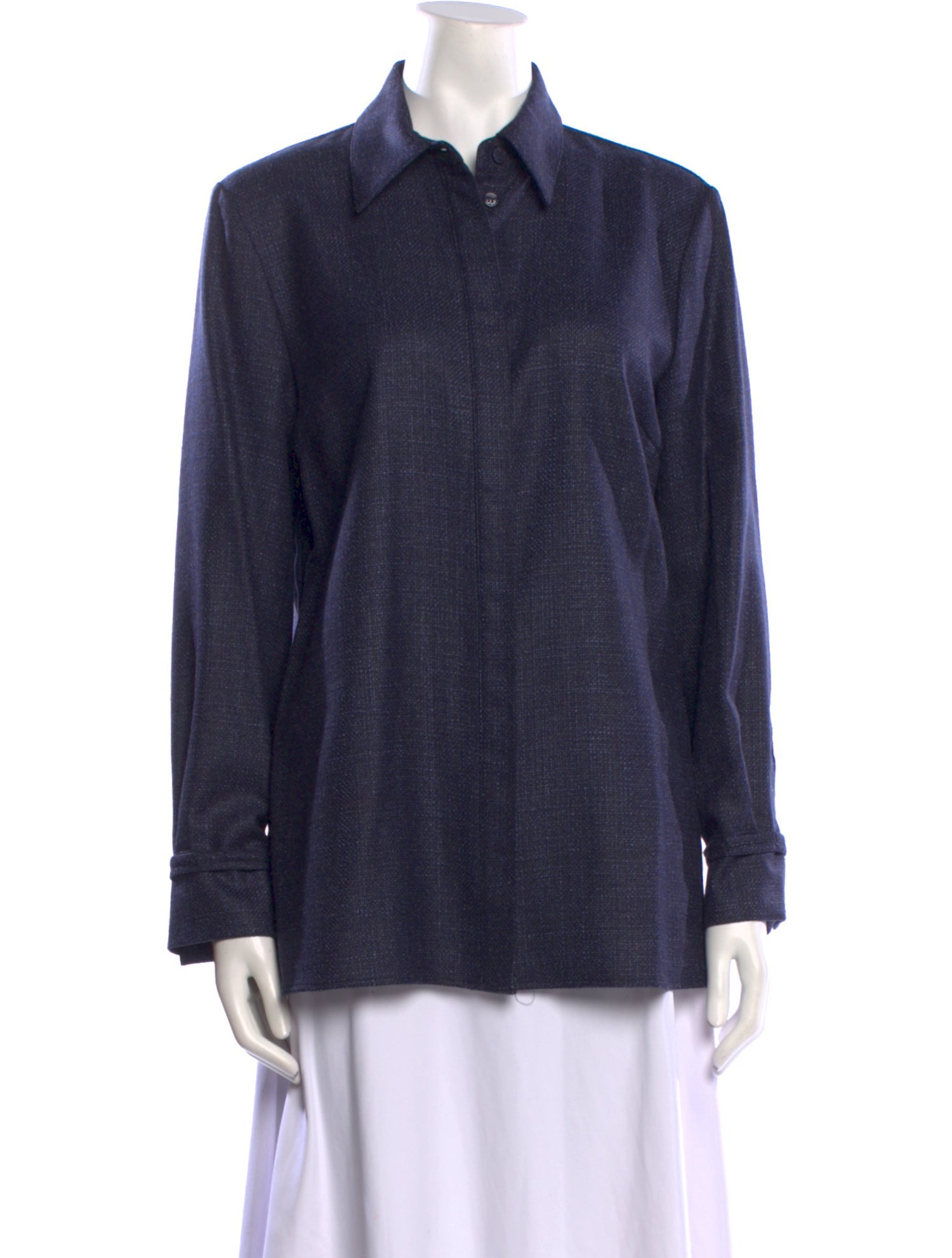 Gabriela Hearst Virgin Wool Long Sleeve Button-Up Top