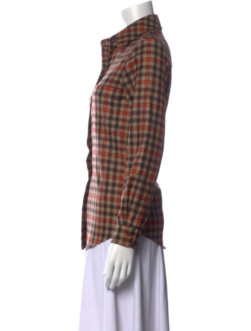 Gabriela Hearst Cashmere Plaid Print Button-Up Top