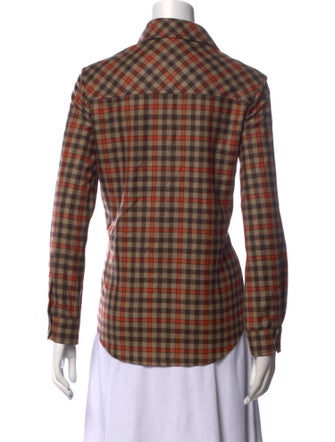 Gabriela Hearst Cashmere Plaid Print Button-Up Top