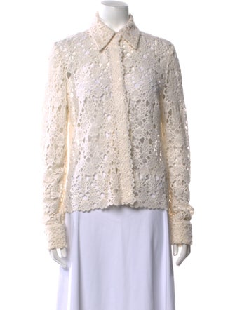 Gabriela Hearst Cashmere Lace Pattern Button-Up Top