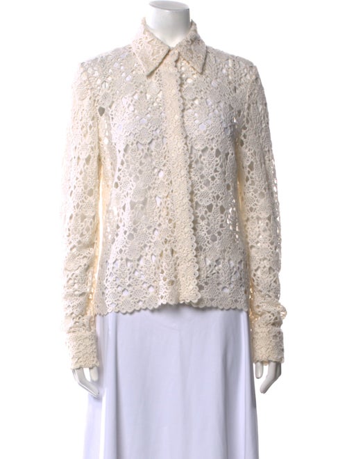 Gabriela Hearst Cashmere Lace Pattern Button-Up Top
