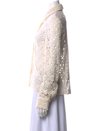 Gabriela Hearst Cashmere Lace Pattern Button-Up Top