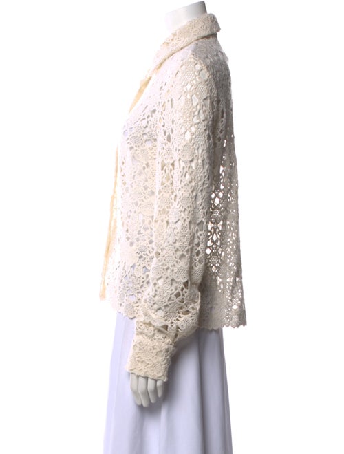 Gabriela Hearst Cashmere Lace Pattern Button-Up Top