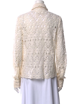 Gabriela Hearst Cashmere Lace Pattern Button-Up Top