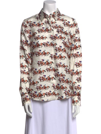 Gabriela Hearst Silk Floral Print Button-Up Top
