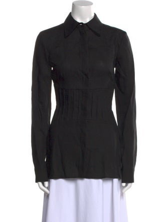Gabriela Hearst Linen Long Sleeve Button-Up Top