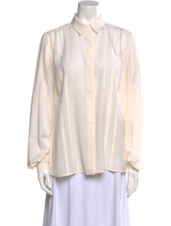 Gabriela Hearst Wool Long Sleeve Button-Up Top