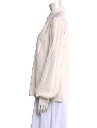 Gabriela Hearst Wool Long Sleeve Button-Up Top