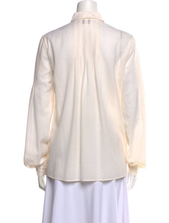 Gabriela Hearst Wool Long Sleeve Button-Up Top