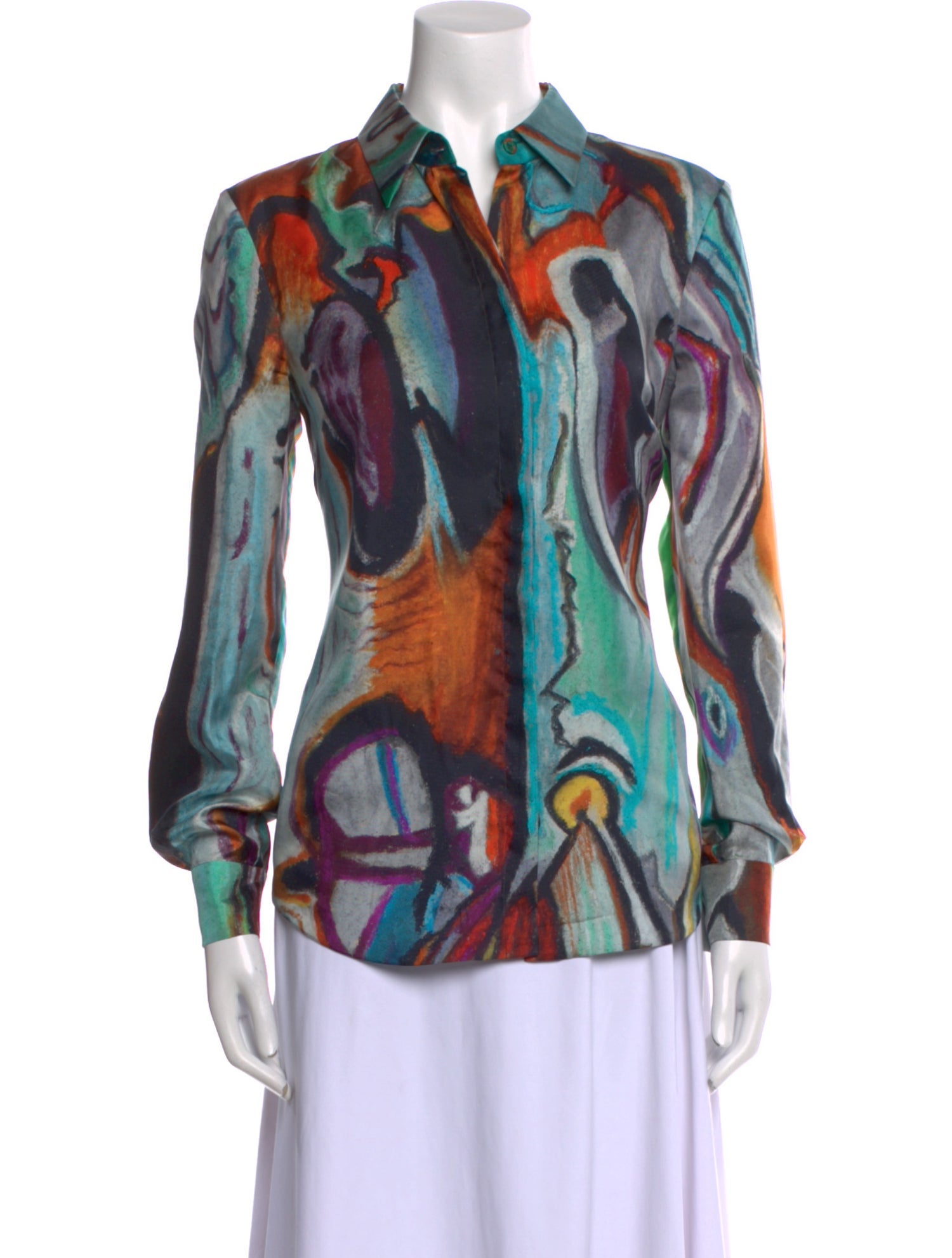 Gabriela Hearst Silk Printed Button-Up Top