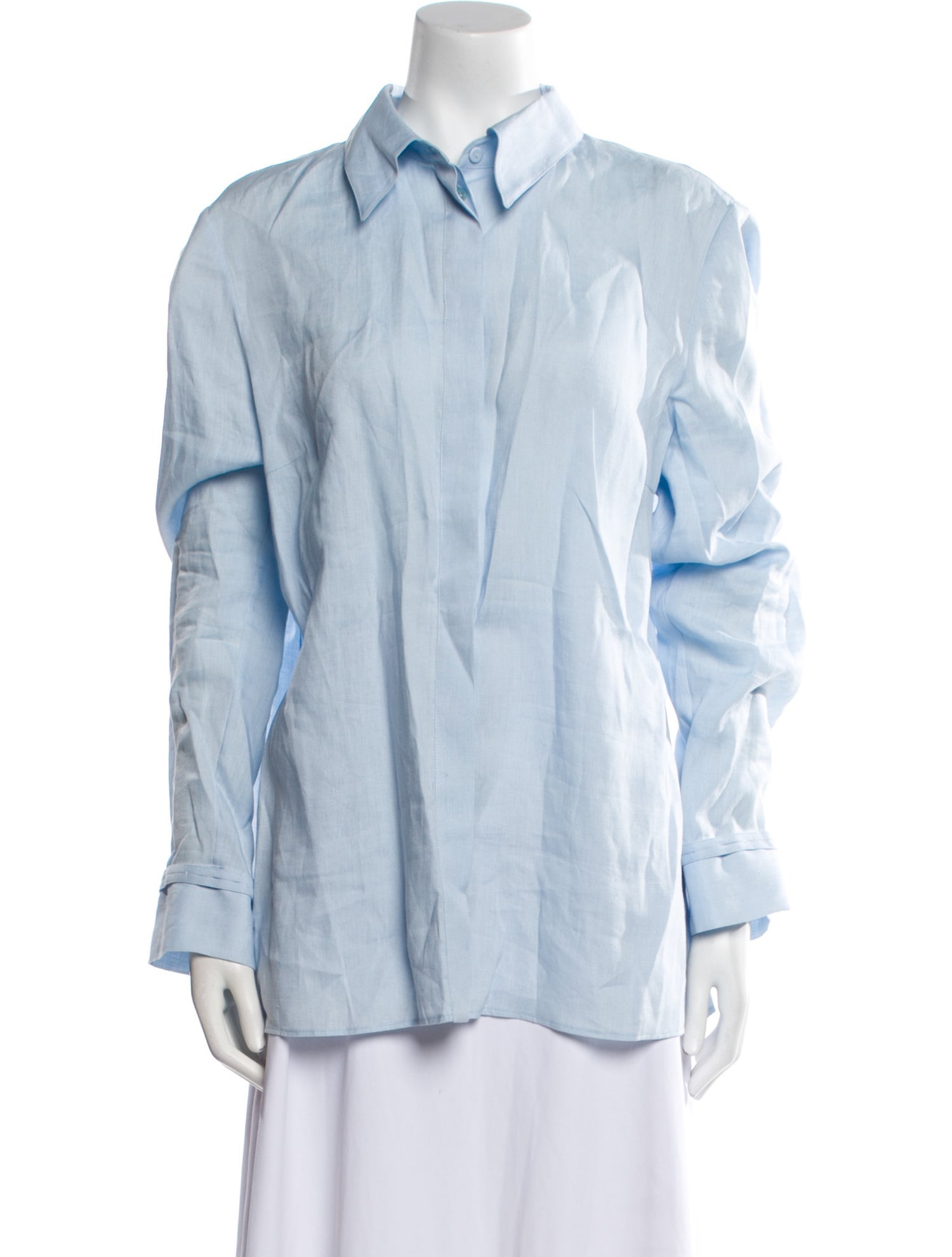 Gabriela Hearst Linen Long Sleeve Button-Up Top