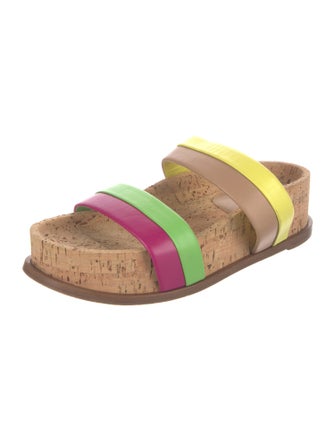 Gabriela Hearst Leather Colorblock Pattern Slides