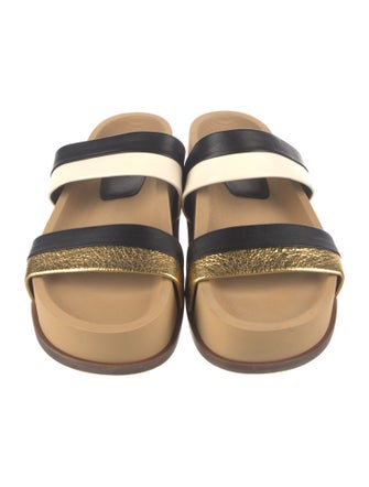 Gabriela Hearst Leather Colorblock Pattern Slides
