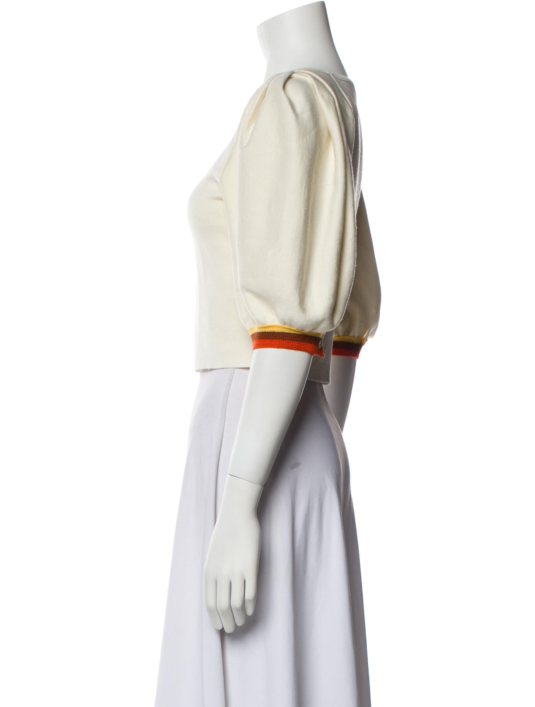 Gabriela Hearst Scoop Neck Three-Quarter Sleeve Crop Top