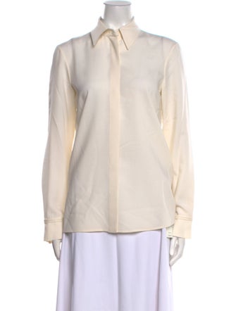 Gabriela Hearst Cashmere Long Sleeve Button-Up Top