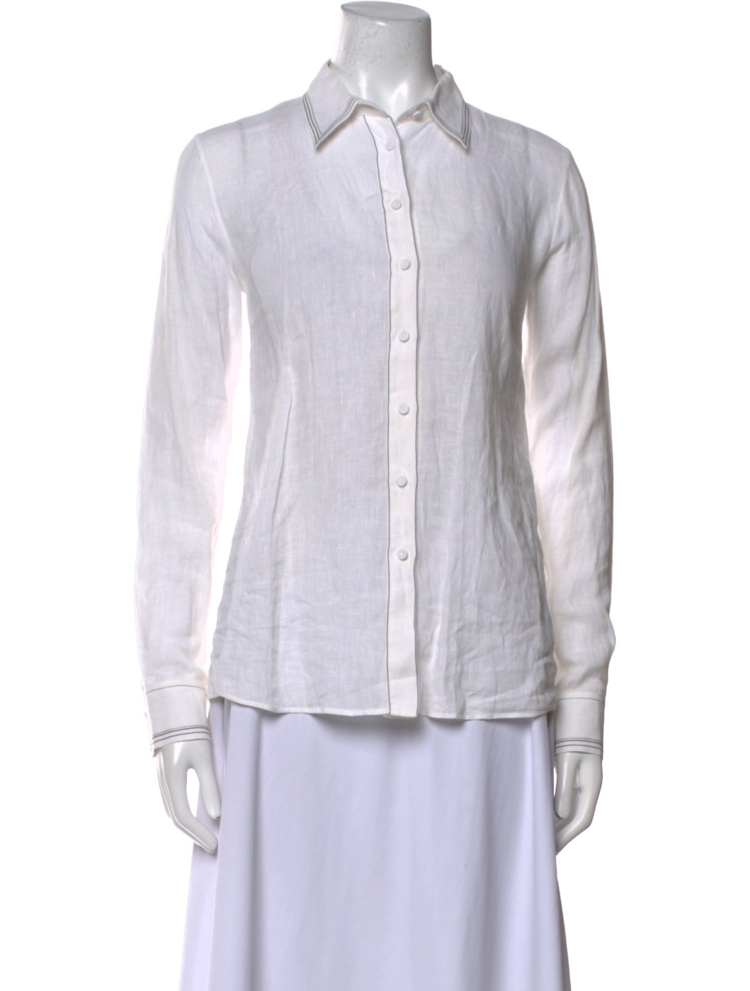 Gabriela Hearst Linen Long Sleeve Button-Up Top