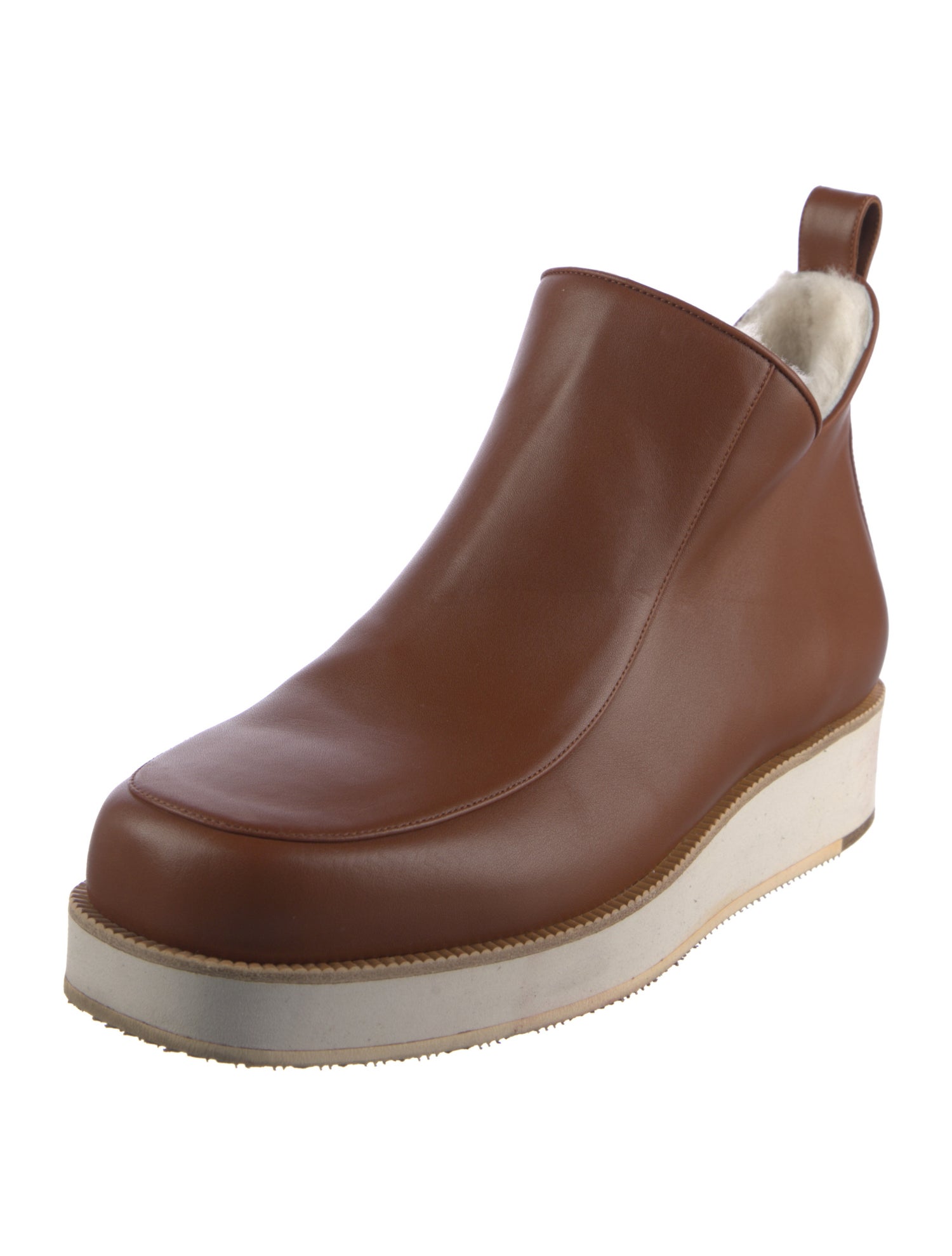 Gabriela Hearst Leather Fur Trim Boots