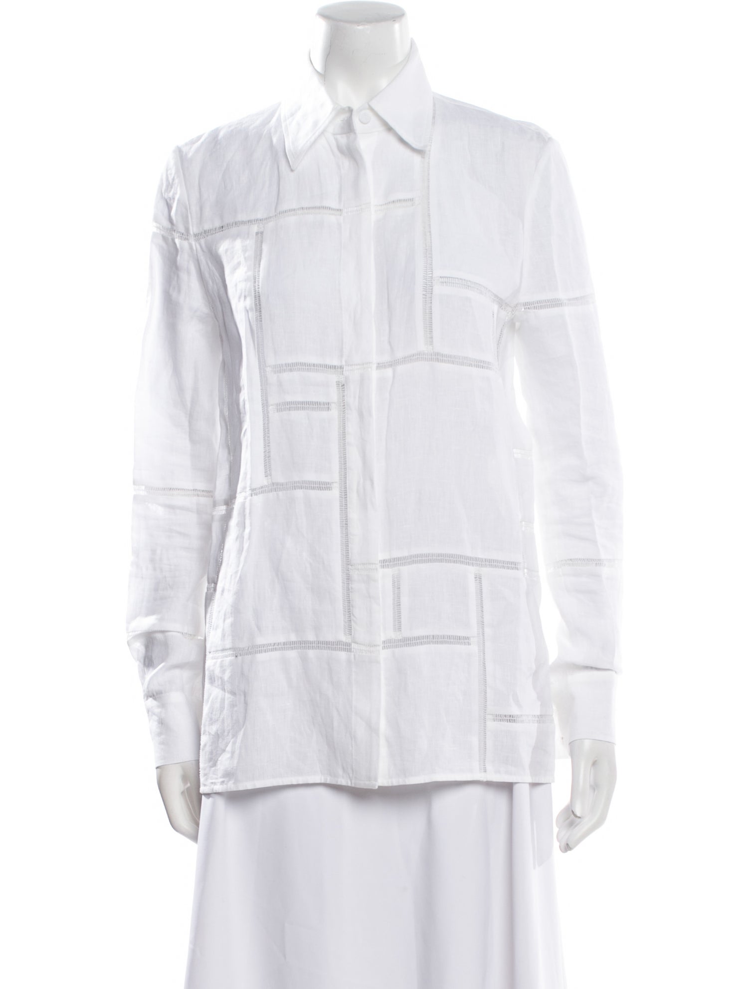 Gabriela Hearst Linen Long Sleeve Button-Up Top